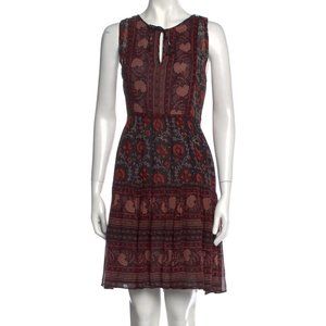 Ulla Johnson XS navy maroon print peasant dress